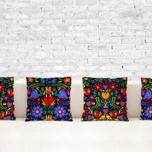 Nepnuser Mexican Throw Pillow Covers 18x18 Set of 4 Cinco De Mayo Decoration Day of The Dead Mexico Fiesta Pillow Cases for Bed Couch Sofa Home Decor