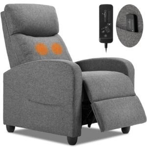 Recliner Chair for Adults, Massage Reclining Chair for Living Room, Adjustable Modern Recliners Chair, Home Theater Seating Single Sofa Recliner with Padded Seat Backrest (Light Grey)