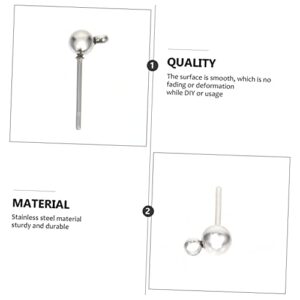 100pcs Ball Ear Ear Rings Studs Stud Earrings Pin Earrings Accessories Stainless Steel Studs Ear Jewelry Ear Studs Ear Stud Components Earring Making