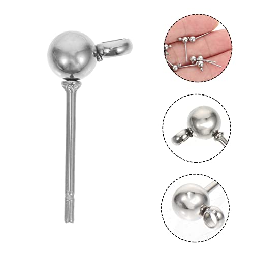 100pcs Ball Ear Ear Rings Studs Stud Earrings Pin Earrings Accessories Stainless Steel Studs Ear Jewelry Ear Studs Ear Stud Components Earring Making