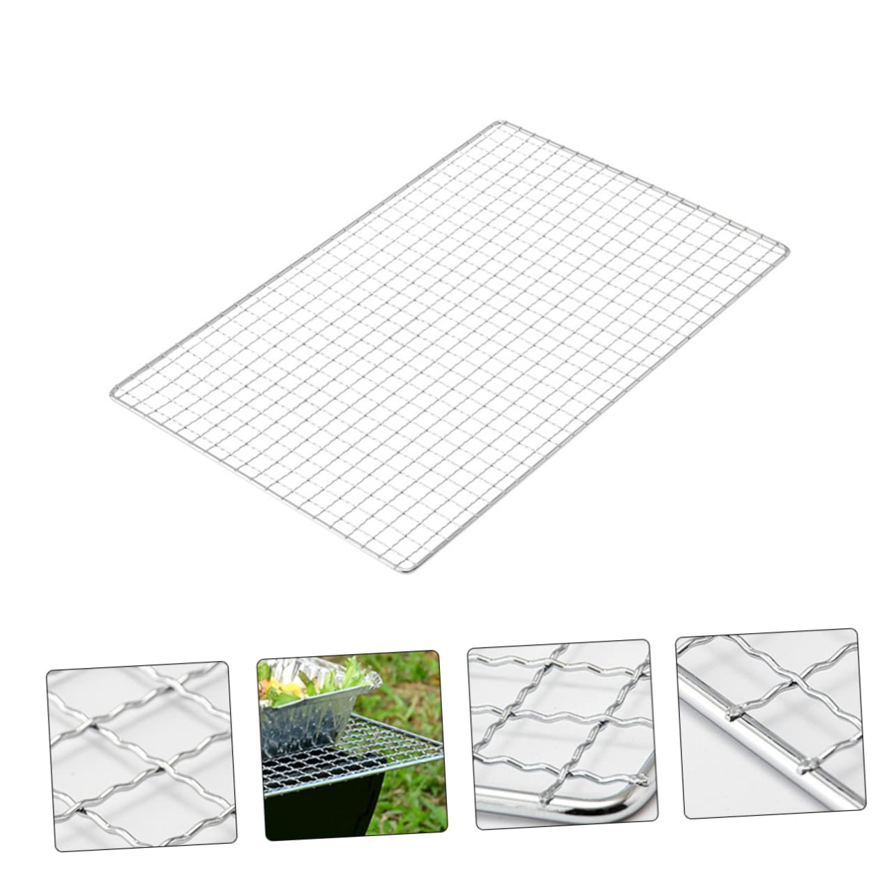 4 Pcs Stainless Steel Bbq Mesh Barbecue Grill Nets Outdoor Bbq Supplies Cooling Rack Bbq Baking Nets Bbq Grill Net Outdoor Grill Mat Multifunction Grill Cooking Grids Bbq Mat