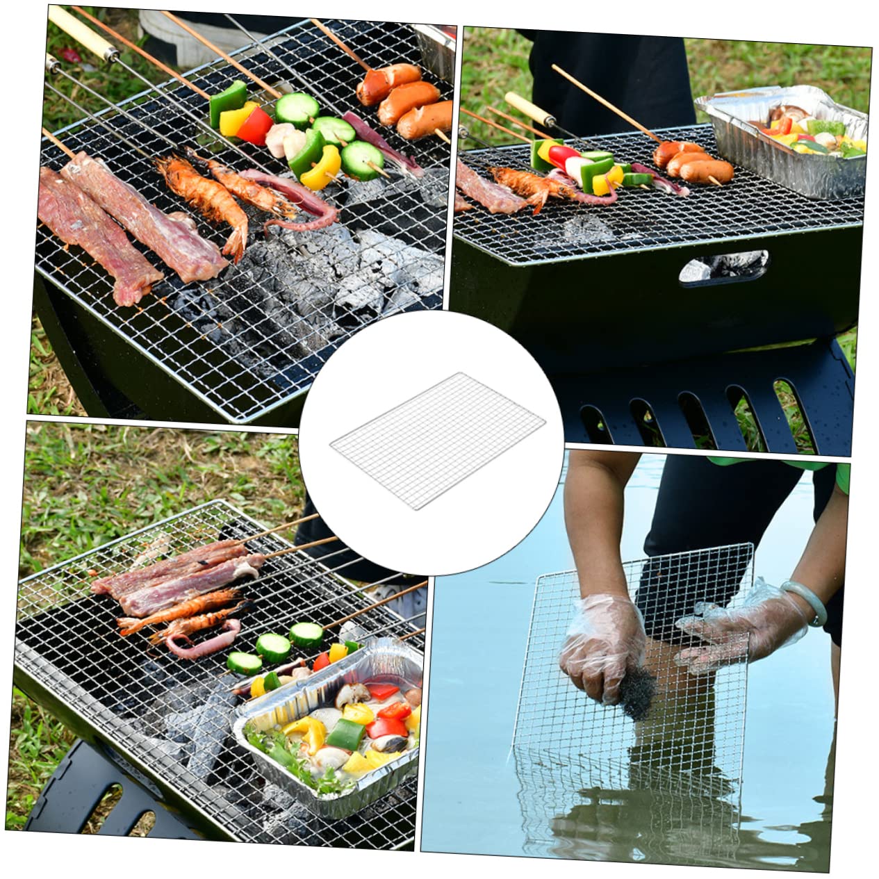 4 Pcs Stainless Steel Bbq Mesh Barbecue Grill Nets Outdoor Bbq Supplies Cooling Rack Bbq Baking Nets Bbq Grill Net Outdoor Grill Mat Multifunction Grill Cooking Grids Bbq Mat