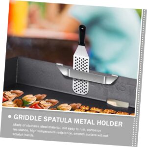 Happyyami 4pcs Griddle BBQ Essentials Barbecue Spatula Rack Baking Pan Spatula Rack BBQ Tool Holder Spatula Hanger pan Spatula Holder Chef Tools Stainless Steel Portable Small Baking Dish