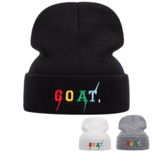 KDAND Goat Beanie Hat Winter Warm Letter Knitted Caps for Men Women Gray