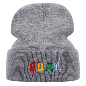 KDAND Goat Beanie Hat Winter Warm Letter Knitted Caps for Men Women Gray