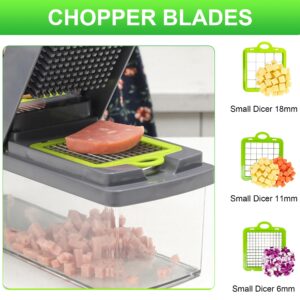 16 in 1 Mandoline Vegetable Food Chopper, Slicers and Vegetable Cutters, Multi Function Kitchen Veg Cutter for Onion Garlic Potato Salad, Veggie Chopper with Container and Draining Basket