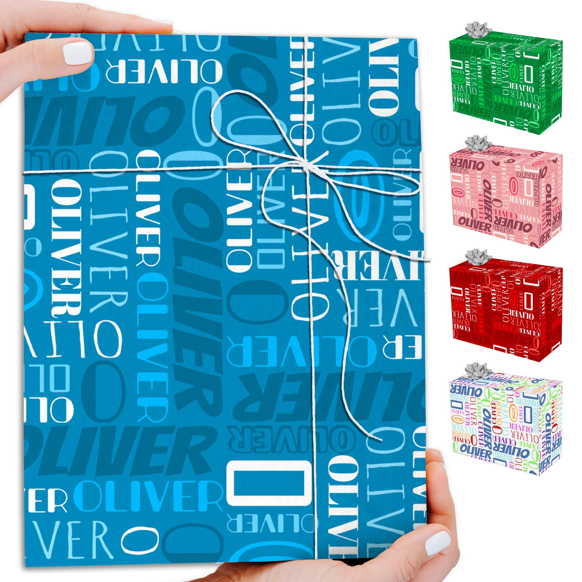 YESCUSTOM Personalized Name Wrapping Paper, 58"x23" Custom Christmas Wrapping Paper Rolls with Name, Christmas Gift Wrap for Him Her Boys Girls Mom Dad