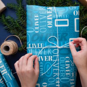 YESCUSTOM Personalized Name Wrapping Paper, 58"x23" Custom Christmas Wrapping Paper Rolls with Name, Christmas Gift Wrap for Him Her Boys Girls Mom Dad