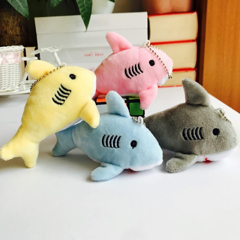 Galepromot Blue 12cm Cute Shark Plush Stuffed Hanging Doll Key Chain Pendant Bag Decor,Plush Figure Toys Car Keychains Car Accessories