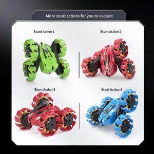 Remote Control Car Rc 4wd Toy Stunt Car 360 Rotate Double Side, High Speed 2.4GHZ Remote Controlled, Car for Ages 6+ (Green)