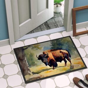 Caroline's Treasures DAC2871MAT American Bison Doormat Front Door Mat Indoor Outdoor Rugs for Entryway, Non Slip Washable Low Pile, 18H X 27W