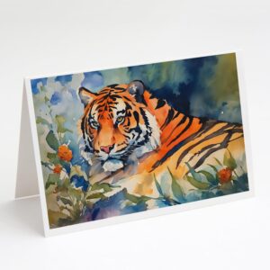 caroline's treasures dac2991gca7p tiger greeting cards pack of 8 blank cards with envelopes whimsical a7 size 5x7 blank note cards