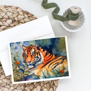 Caroline's Treasures DAC2991GCA7P Tiger Greeting Cards Pack of 8 Blank Cards with Envelopes Whimsical A7 Size 5x7 Blank Note Cards