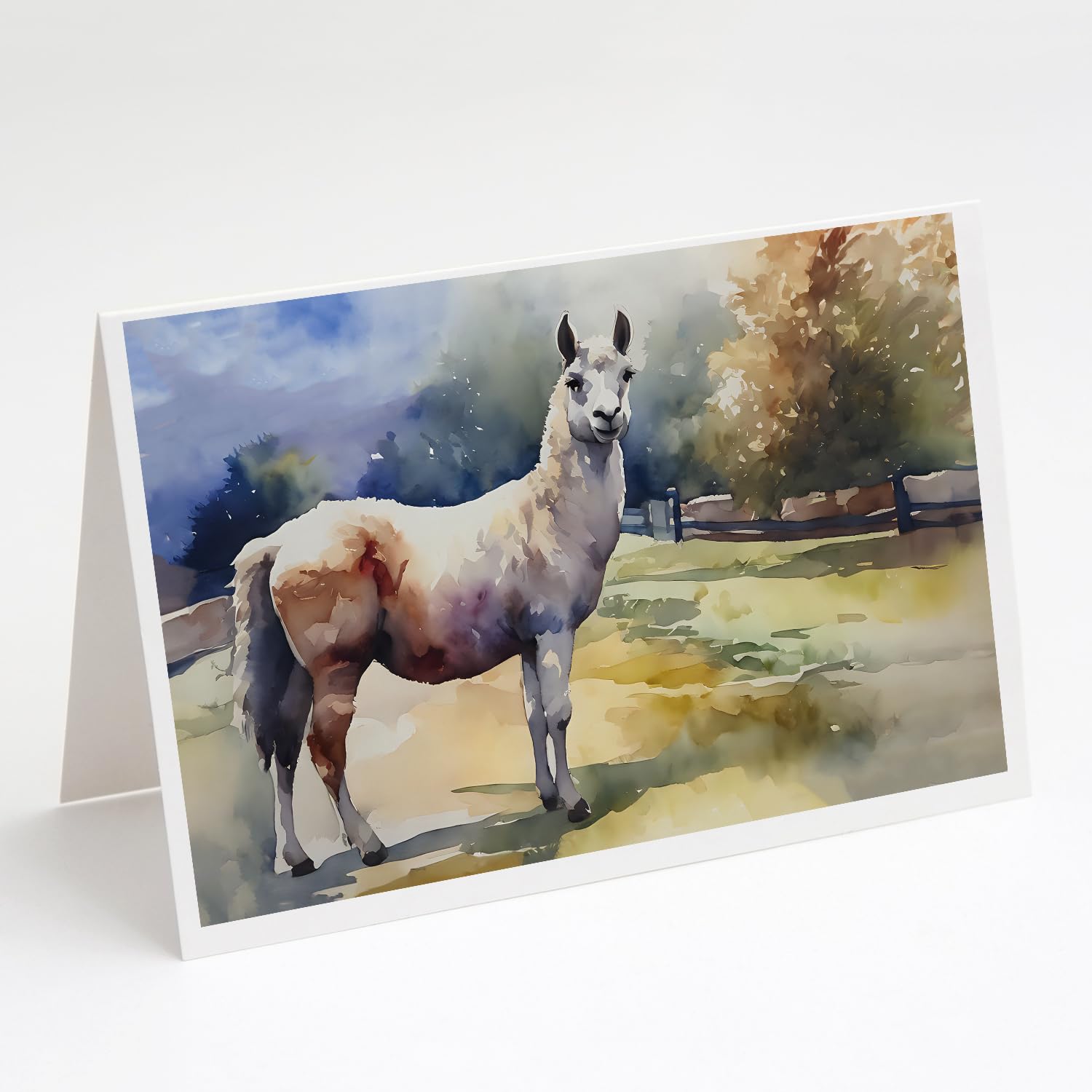 Caroline's Treasures DAC2959GCA7P Llama Greeting Cards Pack of 8 Blank Cards with Envelopes Whimsical A7 Size 5x7 Blank Note Cards