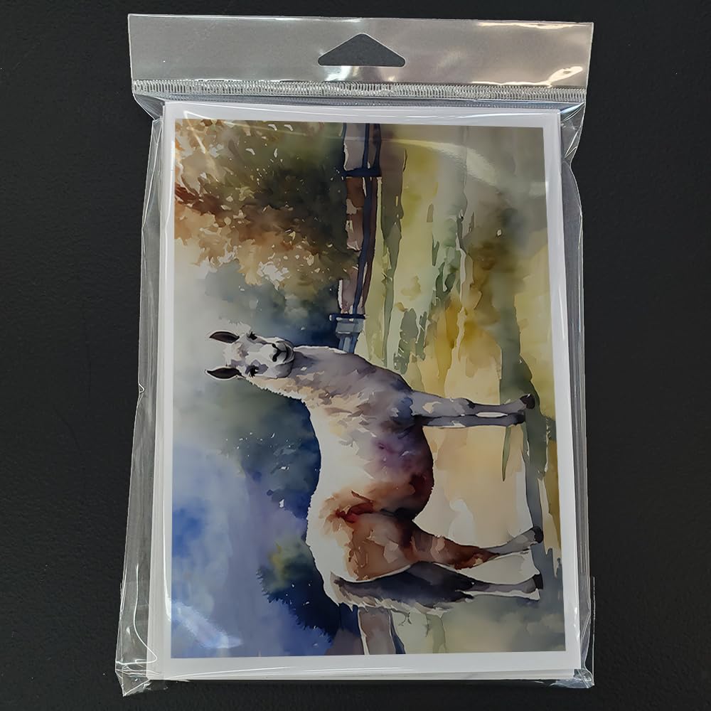 Caroline's Treasures DAC2959GCA7P Llama Greeting Cards Pack of 8 Blank Cards with Envelopes Whimsical A7 Size 5x7 Blank Note Cards