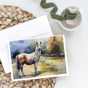 Caroline's Treasures DAC2959GCA7P Llama Greeting Cards Pack of 8 Blank Cards with Envelopes Whimsical A7 Size 5x7 Blank Note Cards