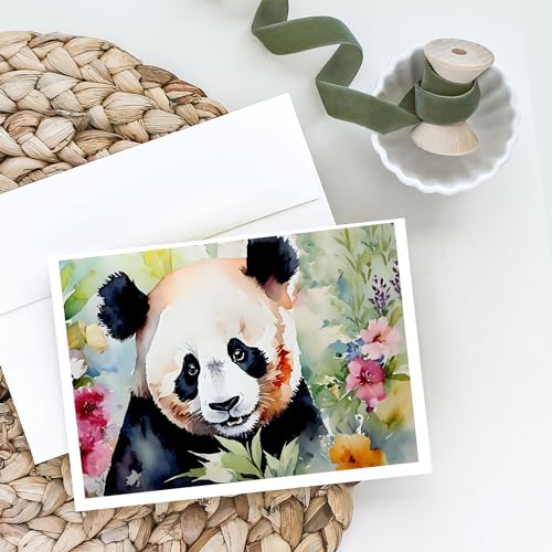 Caroline's Treasures DAC2969GCA7P Panda Greeting Cards Pack of 8 Blank Cards with Envelopes Whimsical A7 Size 5x7 Blank Note Cards