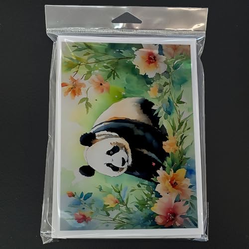 Caroline's Treasures DAC2973GCA7P Panda Greeting Cards Pack of 8 Blank Cards with Envelopes Whimsical A7 Size 5x7 Blank Note Cards