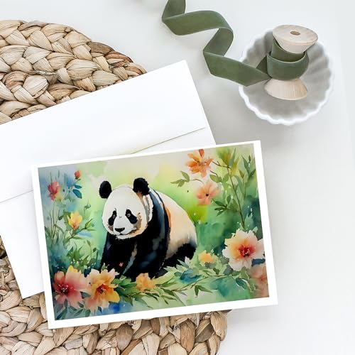 Caroline's Treasures DAC2973GCA7P Panda Greeting Cards Pack of 8 Blank Cards with Envelopes Whimsical A7 Size 5x7 Blank Note Cards