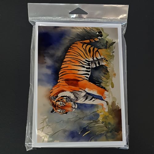 Caroline's Treasures DAC2881GCA7P Bengal Tiger Greeting Cards Pack of 8 Blank Cards with Envelopes Whimsical A7 Size 5x7 Blank Note Cards