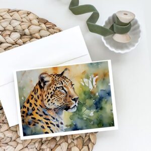 Caroline's Treasures DAC2944GCA7P Leopard Greeting Cards Pack of 8 Blank Cards with Envelopes Whimsical A7 Size 5x7 Blank Note Cards