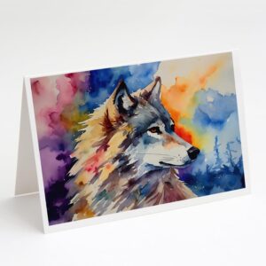 caroline's treasures dac3008gca7p wolves wolf greeting cards pack of 8 blank cards with envelopes whimsical a7 size 5x7 blank note cards