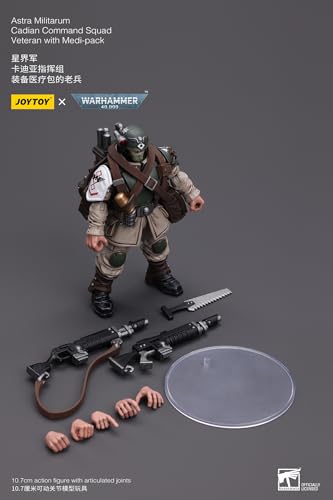 JoyToy Warhammer 40K: Astra Militarum Cadian Command Squad Veteran with Medi-Pack 1:18 Scale Figure