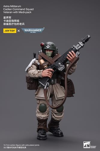 JoyToy Warhammer 40K: Astra Militarum Cadian Command Squad Veteran with Medi-Pack 1:18 Scale Figure