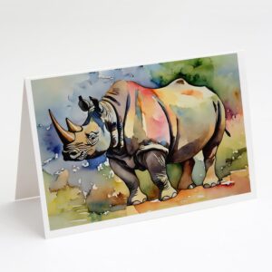 caroline's treasures dac2985gca7p rhinoceros greeting cards pack of 8 blank cards with envelopes whimsical a7 size 5x7 blank note cards