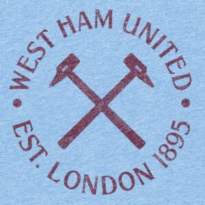 West Ham United Retro Badge Vintage Twisted Triblend Slub Tee - Sky Blue (US, Alpha, X-Large, Regular, Regular)