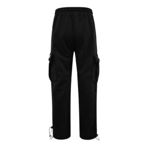 Men's Heavyweight Fleece Cargo Sweatpants Drawstring Baggy Athletic Trousers Outdoor Sport Joggers with Pockets