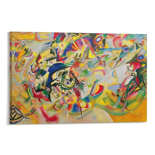 THAELY Modern Abstract Wassily Kandinsky-Composition VII,1913 Wall Art Canvas Paintings Posters And Prints Canvas Painting Wall Art Poster for Bedroom Living Room Decor 24x36inch(60x90cm) Frame-style