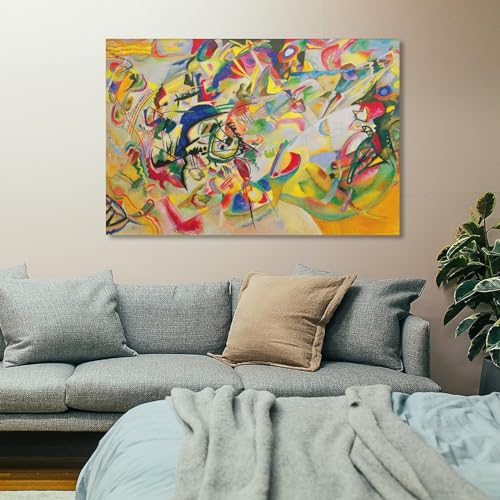 THAELY Modern Abstract Wassily Kandinsky-Composition VII,1913 Wall Art Canvas Paintings Posters And Prints Canvas Painting Wall Art Poster for Bedroom Living Room Decor 24x36inch(60x90cm) Frame-style