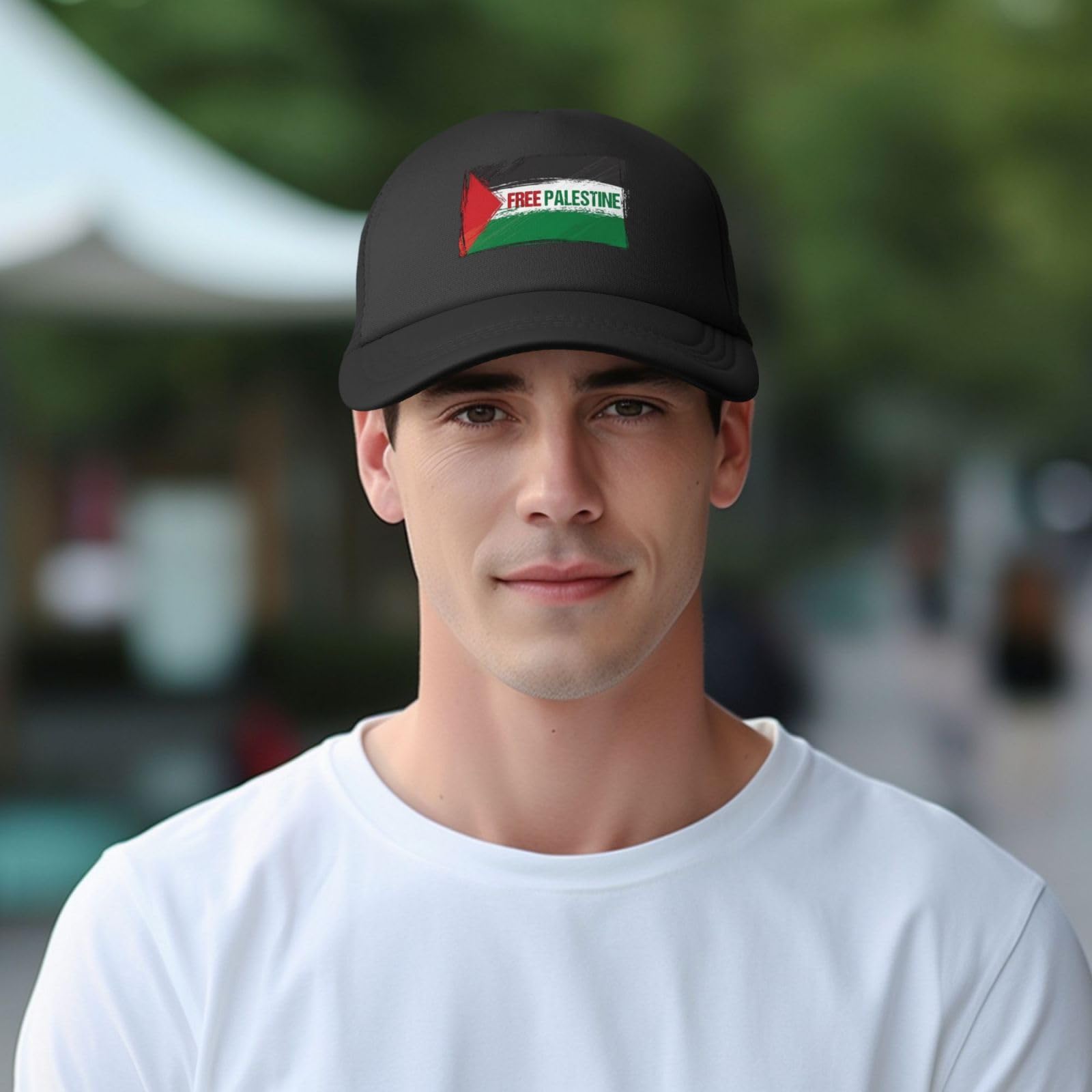 Palestine Flag I Stand with Free Palestine Hat Adult Adjustable Mesh Baseball Cap Sun Protection Trucker Hats Black