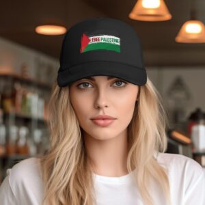 Palestine Flag I Stand with Free Palestine Hat Adult Adjustable Mesh Baseball Cap Sun Protection Trucker Hats Black