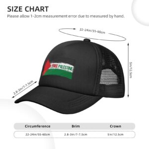 Palestine Flag I Stand with Free Palestine Hat Adult Adjustable Mesh Baseball Cap Sun Protection Trucker Hats Black