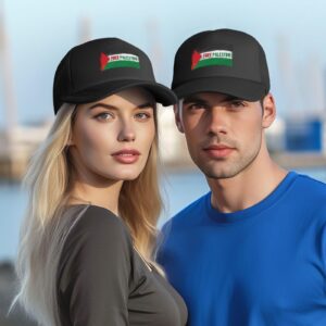 Palestine Flag I Stand with Free Palestine Hat Adult Adjustable Mesh Baseball Cap Sun Protection Trucker Hats Black