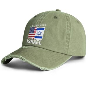 Israel Flag Hat I Stand with Israel Hats I Support Israel Baseball Cap Golf USA American Flag Hats Olive-Green