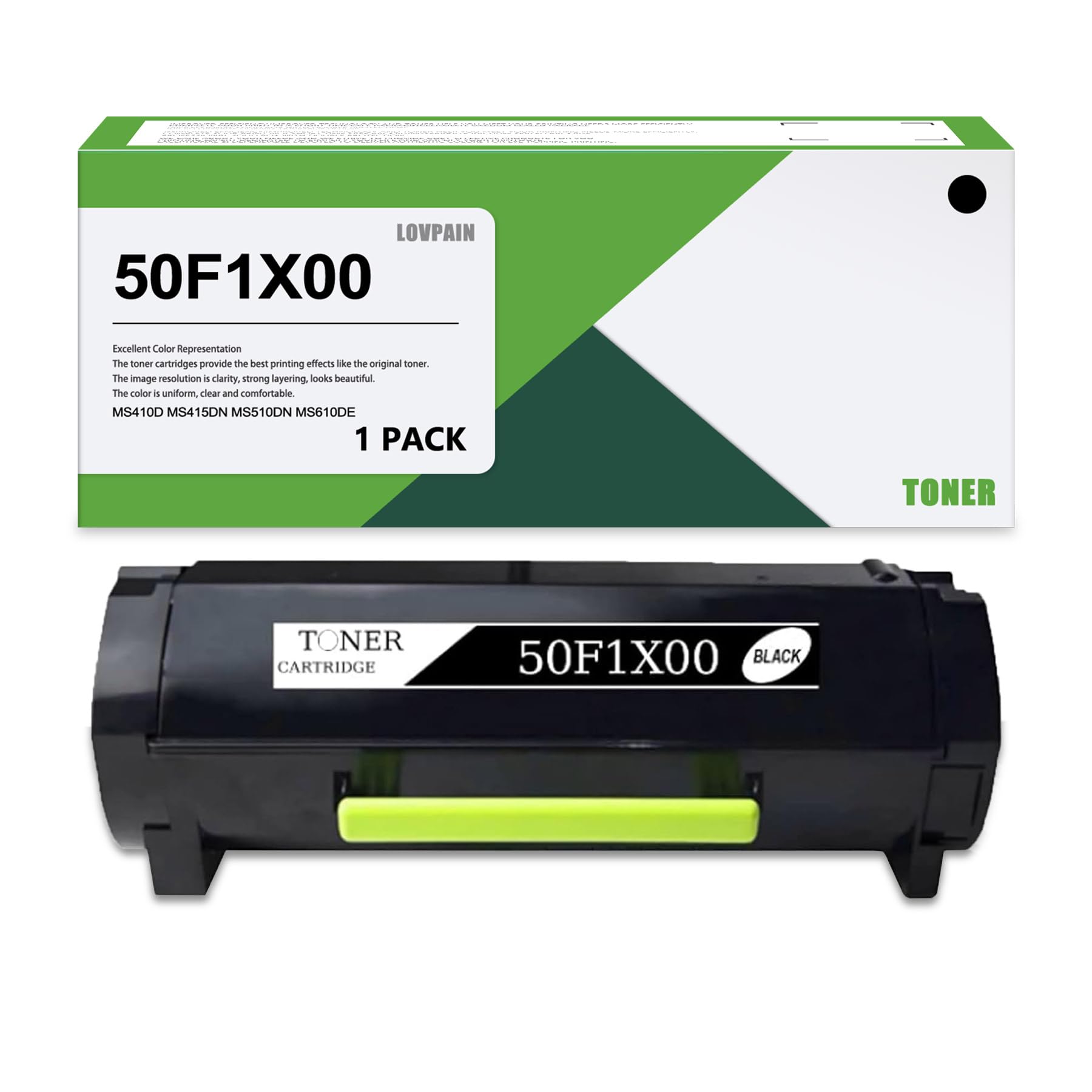 50F1X00 Extra High Yield Toner Cartridge (1-Pack, Black) - Lovn Compatible 501X 50F1X00 Toner Cartridge (10,500 Pages) Replacement for Lexmark MS410dn MS510dn MS610dn MS610dte MS610dtn MS415dn Printer