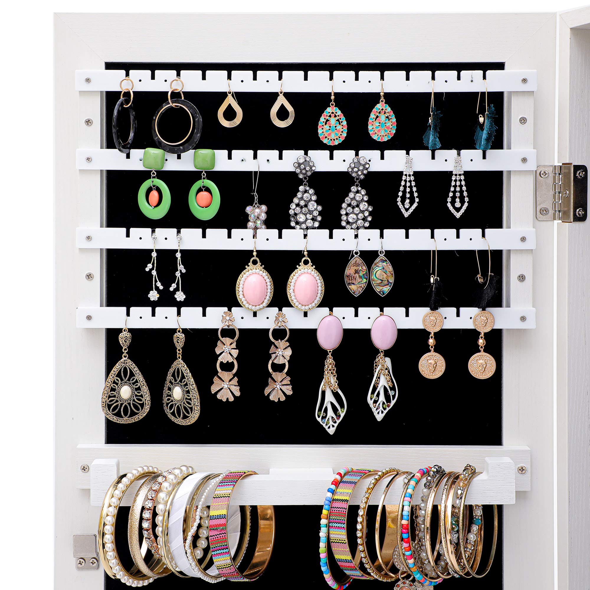 Jaxenor Fashion Simple Jewelry Storage Mirror Cabinet Can Be Hung On The Door Or Wall, White