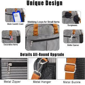 HSHPX Lunch Bag Women Insulated Adult Lunch Box Large Reusable Lunch Tote with Webbing Loop Cute Portable Lunch Cooler with Adjustable Shoulder Strap for Work Office Picnic (Stripe)