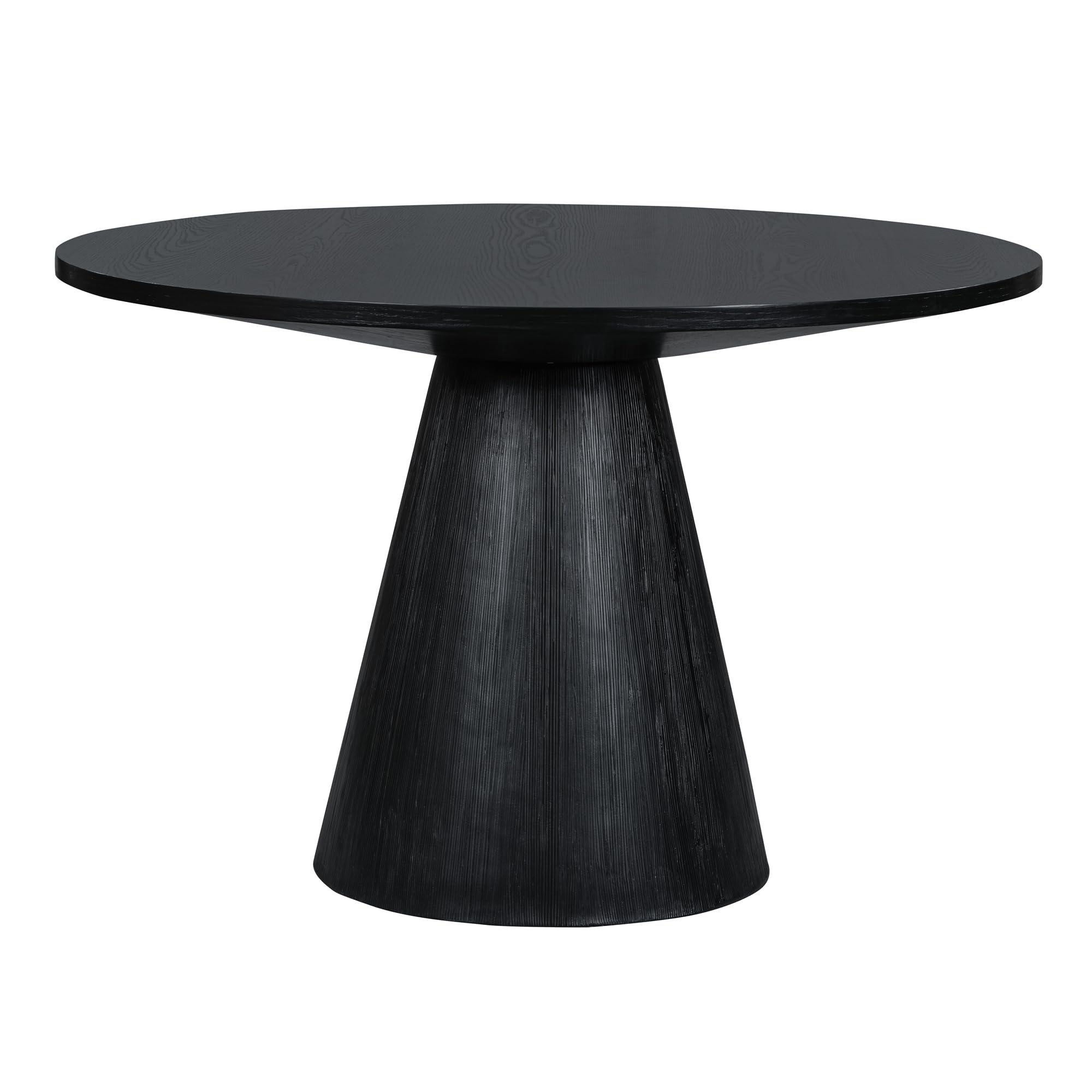 WILLIAMSPACE 46.5" Round Wood Dining Table for 4 to 6, Modern Kitchen Table with Wooden Pedestal Base, Mid Century Circular Tabletop for Leisure Coffee Table Furniture, φ46.5"x30.25"H (Black)