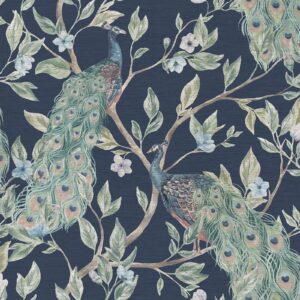 world of wallpaper keeka peacock wallpaper navy 946100