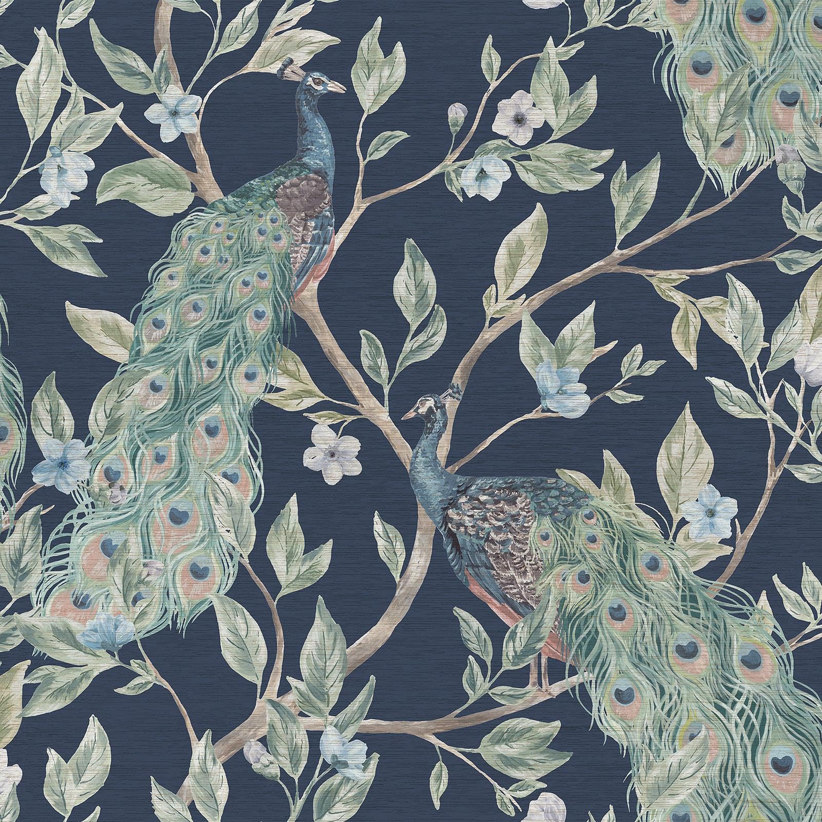 World of Wallpaper Keeka Peacock Wallpaper Navy 946100