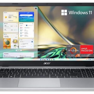 acer Aspire 3 Thin and Light Business Laptop Computer 15.6" FHD IPS Display AMD Quad-core Ryzen 3 7320U Processor 8GB RAM 512GB SSD AMD Radeon 610M Graphics USB-C Win11 Silver + HDMI Cable