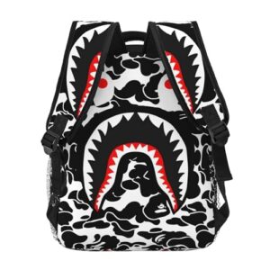 OAMAY Backpack Shark Black White Camo Backpacks 3D Print Travel Laptop Daypack Bookbag Fashion Durable for Men and Women