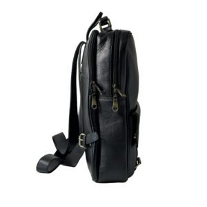 Genuine Leather Luxury Backpack Multi-functional Elegant Daypack Office Travel Leisure Shopping (Black)