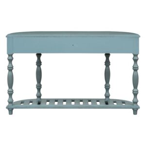 52" Farmhouse Console Tables for Entryway,Curved Sofa Table Display Cabinet w/4 Drawers & 1 Bottom Shelf,Cupboard Accent Table Credenza Decor Furniture for Living Room Hallway Kitchen,Antique Blue