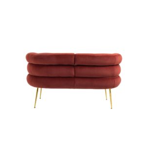 Loveseat Sofa Small Velvet Couch with Gold Metal Feet Modern Mini Settee Loveseat with Curved Back Comfy Accent Upholstered Cloud Sofa for Bedroom Small Spaces, 50'' Wine Red