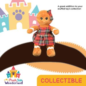 PLUSH TOYS WONDERLAND Ginger The Gingerbread Girl 8 Inch Pocket-Sized Stuffed Doll: Petite and Perfectly Sweet Kids, Christmas Doll Plushie Gift for Kids, Baby Showers!